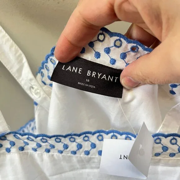 New Lane Bryant Classic Square-Neck Peplum Eyelet Tank - Sz. 16 - Picture 5 of 6